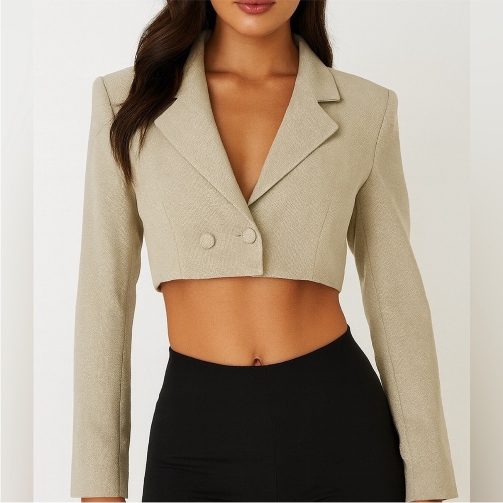 House of Harlow 1960 Green Tweed Cropped Blazer Jacket Medium